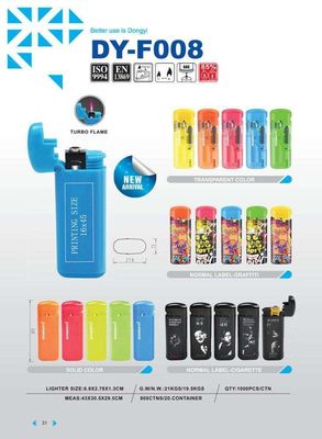 Torch Dongyi Electric Windproof Lighter con ISO9994 Dy-F008 Venta alta 6.8 * 2.78 * 1.3CM