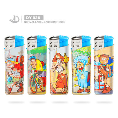Personalización Color sólido Cinco colores encendedor eléctrico linterna comercial encendedor de cigarrillos
