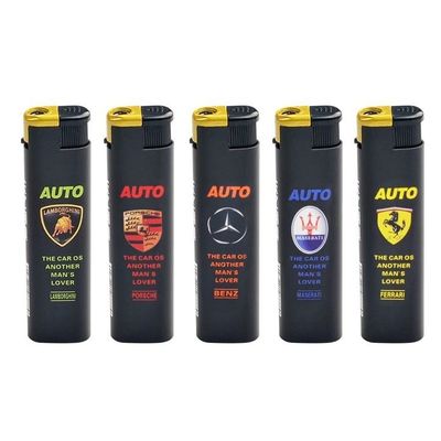 Diseño personalizado de encendedor sin llama de plástico de gas butano desechable con característica a prueba de viento