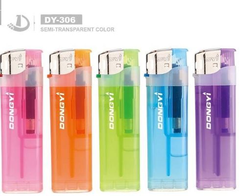 Encendientes electrónicos de cigarrillos transparentes o semitransparentes en plástico de gas Dy-306
