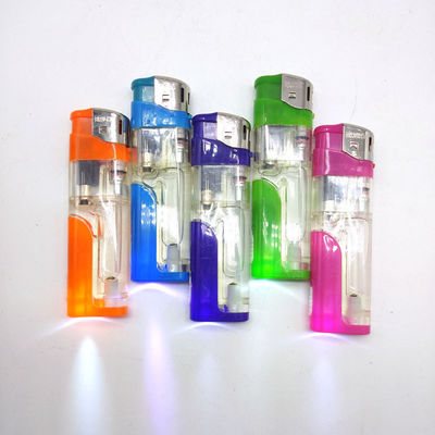 Enciendador de cigarrillos de color transparente con logotipo personalizado LED