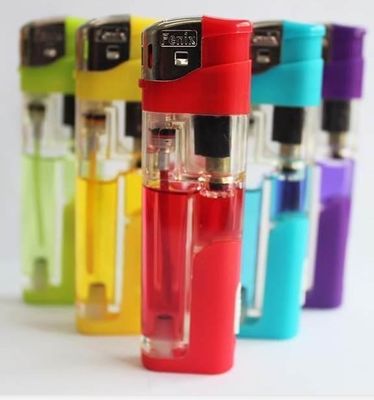 Enciendador de cigarrillos de color transparente con logotipo personalizado LED