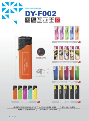Recargable, eléctrico, resistente al viento, encendedor de gas de butano DY-F002 desechable