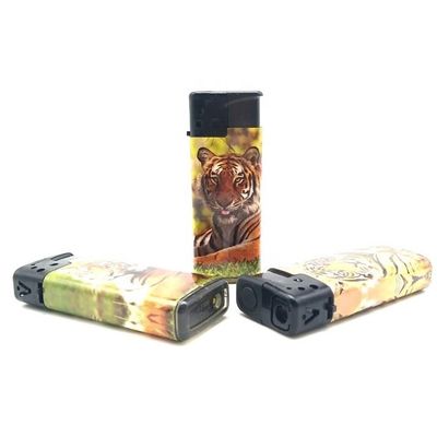 ISO9994 Estándar Turbo Flame Windproof Gas Lighter con etiqueta de tigre Logotipo personalizado
