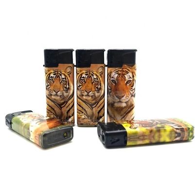 ISO9994 Estándar Turbo Flame Windproof Gas Lighter con etiqueta de tigre Logotipo personalizado