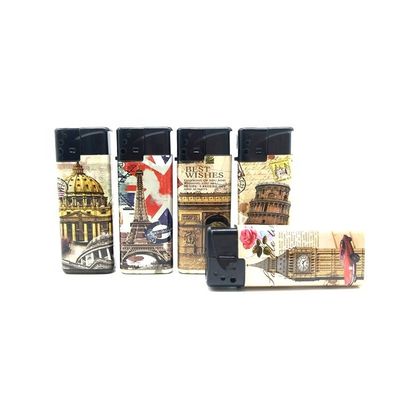 Logotipo personalizado Portátil Disponible de plástico resistente al viento encendedor de cigarrillos para exteriores