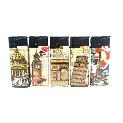 Logotipo personalizado Portátil Disponible de plástico resistente al viento encendedor de cigarrillos para exteriores