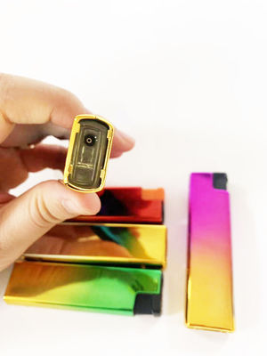Encendiador eléctrico de gas de plástico resistente al viento recargable con colorido acero recargable