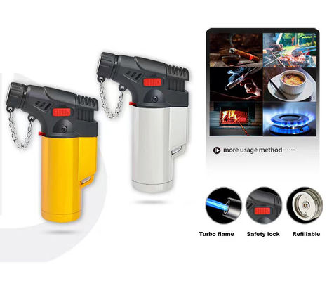 Función de sílex ajustable resistente al viento gas de butano Micro Jet antorcha de cigarro encendedor para seguro